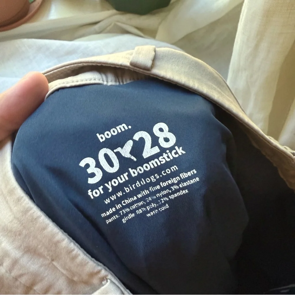 BIRDDOGS tan slim straight cotton nylon khaki cropped pants‎ chinos